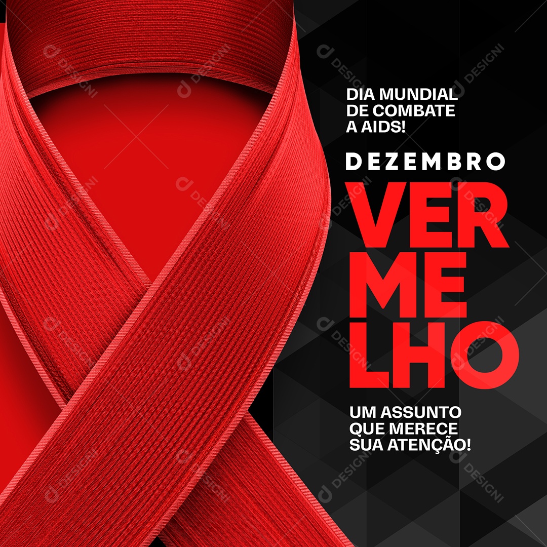 Dia Mundial de Combate a AIDS Dezembro Vermelho Um Assunto que Merece sua Atenção Social Media PSD Editável