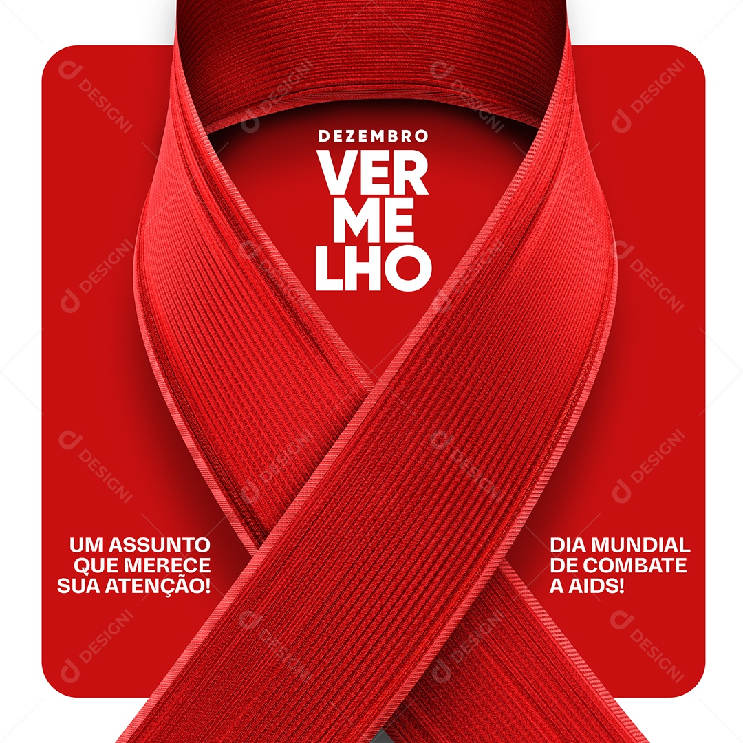 Dezembro Vermelho Dia Mundial de Combate a AIDS Social Media PSD Editável