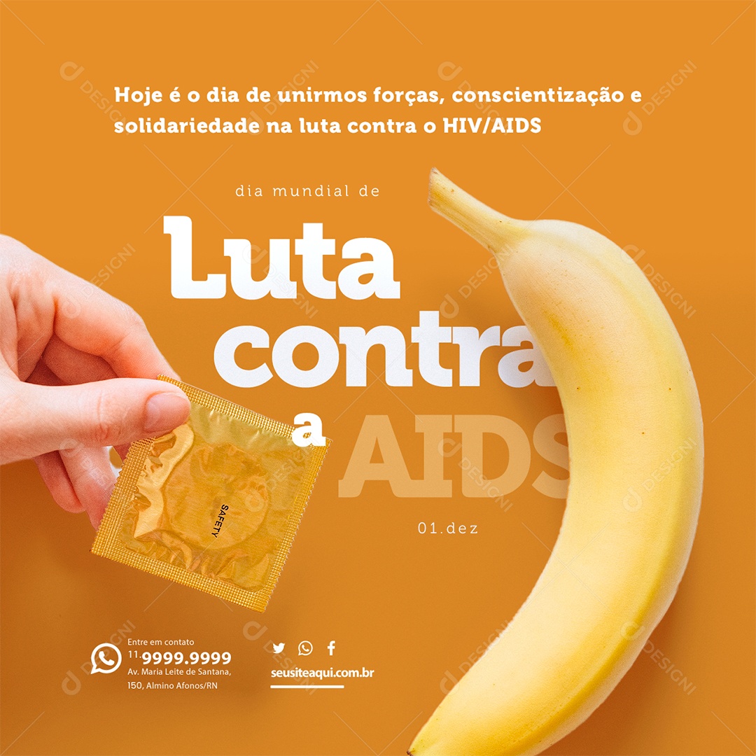 Dia Mundial De Luta Contra a AIDS 01 Dezembro Social Media PSD Editável