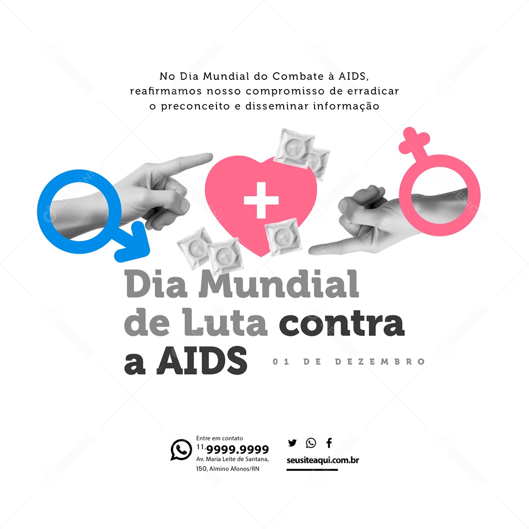 Dia Mundial De Luta Contra a AIDS Reafirmamos nosso Compromisso de Erradicar o Preconceito Social Media PSD Editável