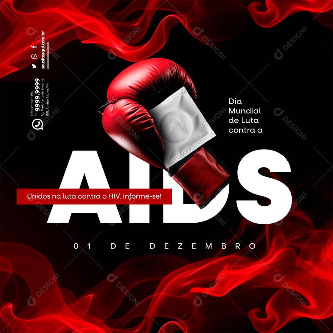 Dia Mundial De Luta Contra a AIDS Unidos na Luta Contra o HIV Social Media PSD Editável