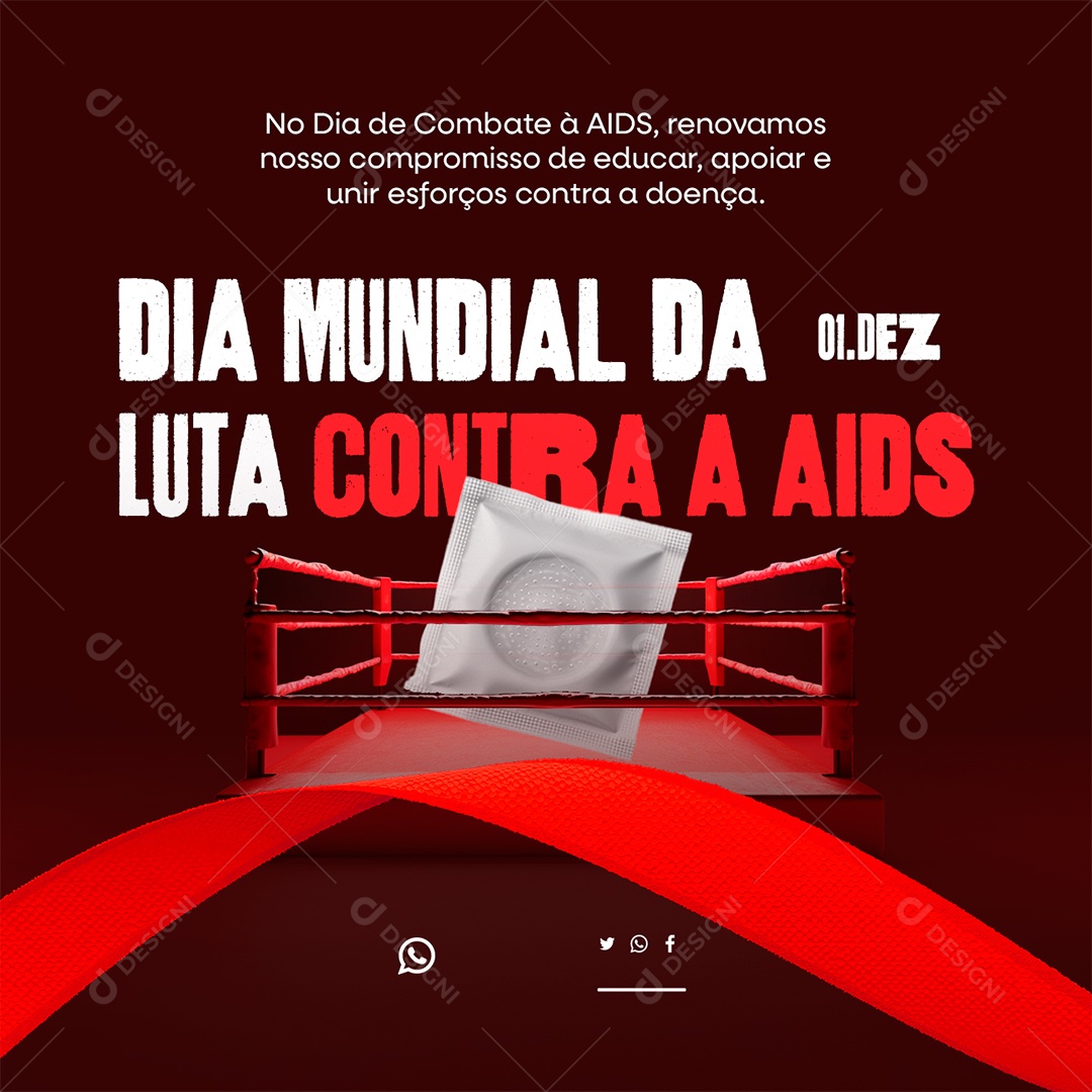 Dia Mundial De Luta Contra a AIDS 01 Dezembro Social Media PSD Editável