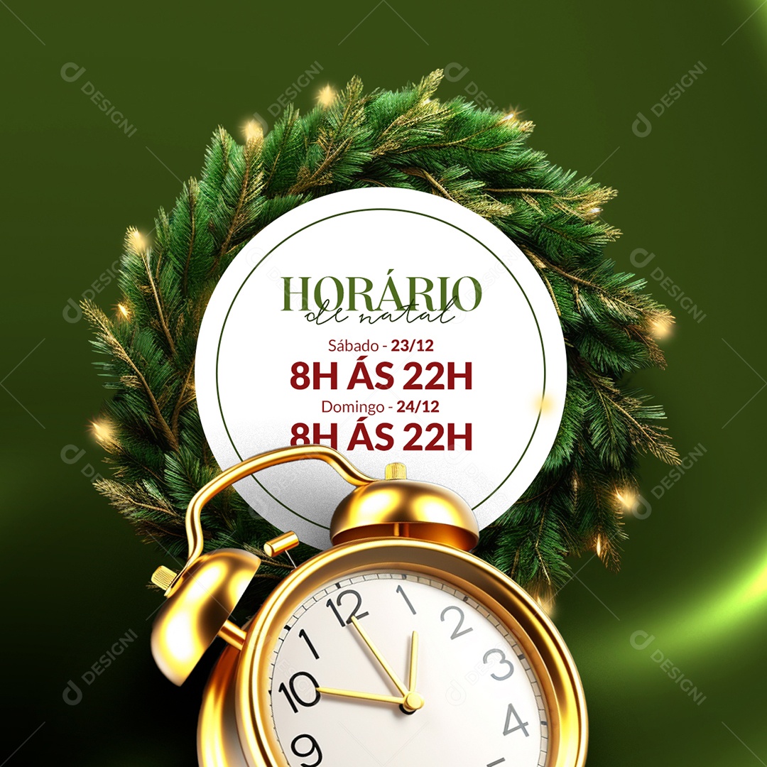 Horário de Natal Sábado Domingo Loja Social Media PSD Editável