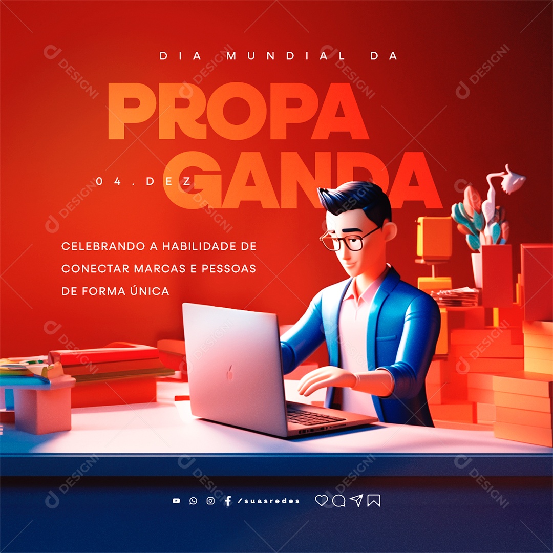 Dia Mundial da Propaganda Celebrando a Habilidade de Conectar Marcas e Pessoas Social Media PSD Editável