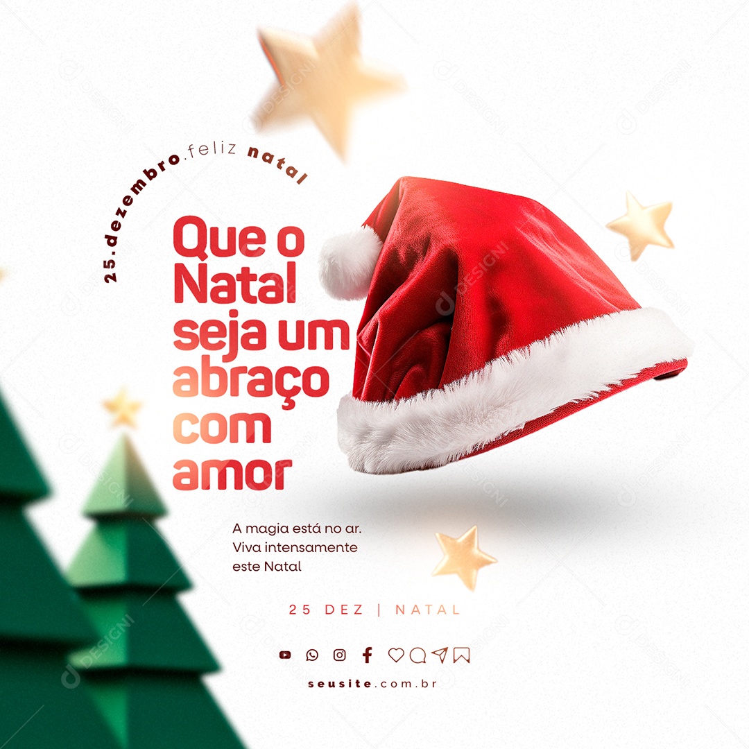 Feliz Natal Que o Natal Seja um Abraço com Amor Social Media PSD Editável