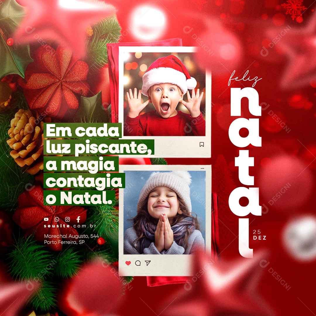 Feliz Natal Em Cada Luz Piscante a Magia Contagia o Natal Social Media PSD Editável
