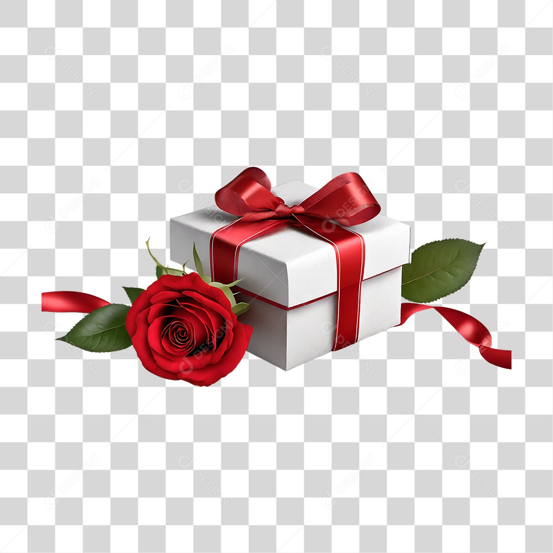 Flores Rosas Caixa de Presente PNG Transparente