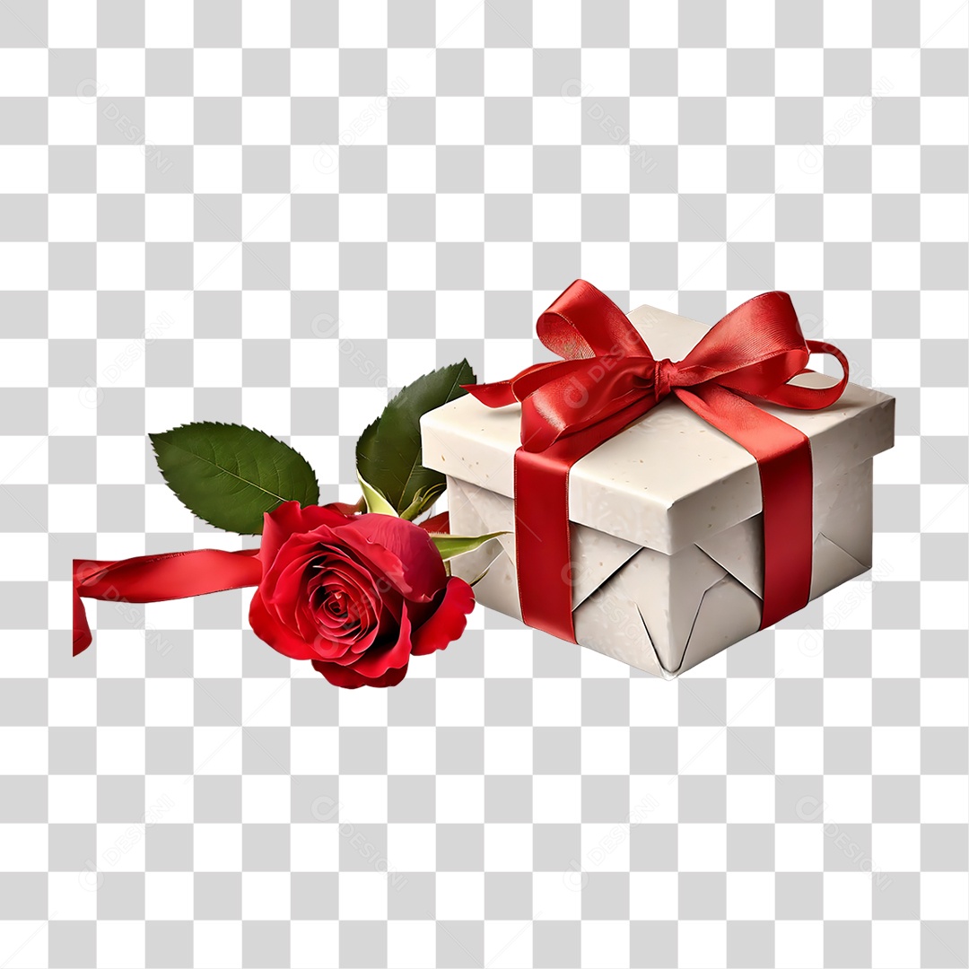 Flores Rosas Caixa de Presente PNG Transparente