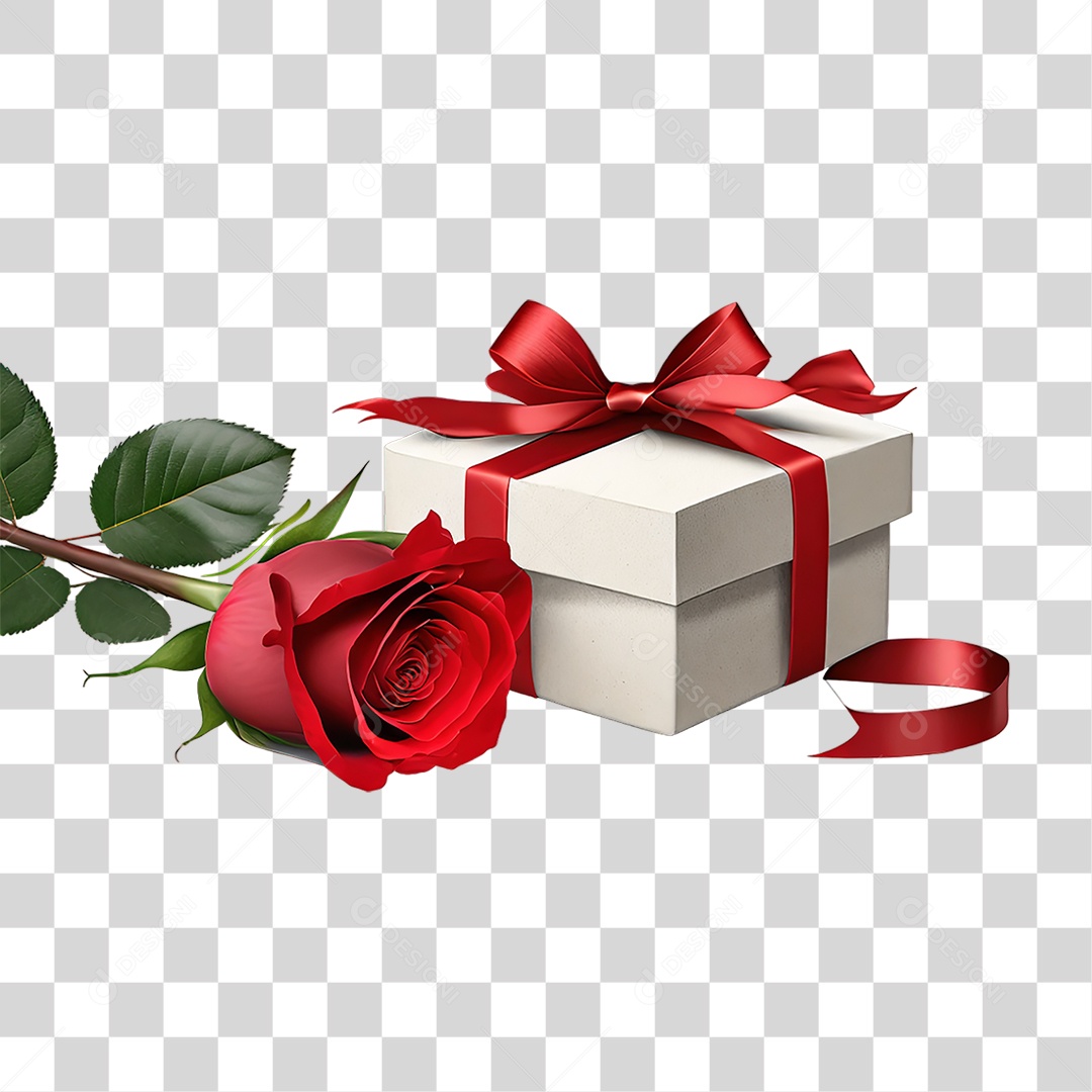 Flores Rosas Caixa de Presente PNG Transparente