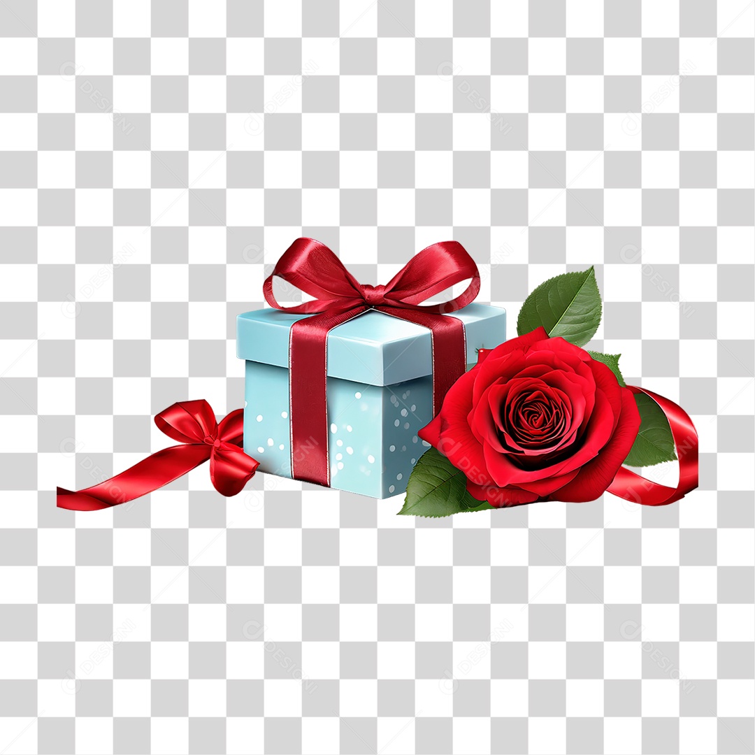 Flores Rosas Caixa de Presente PNG Transparente