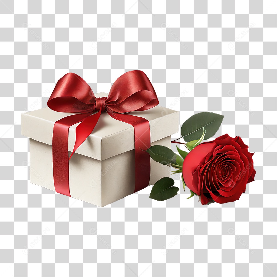 Flores Rosas Caixa de Presente PNG Transparente