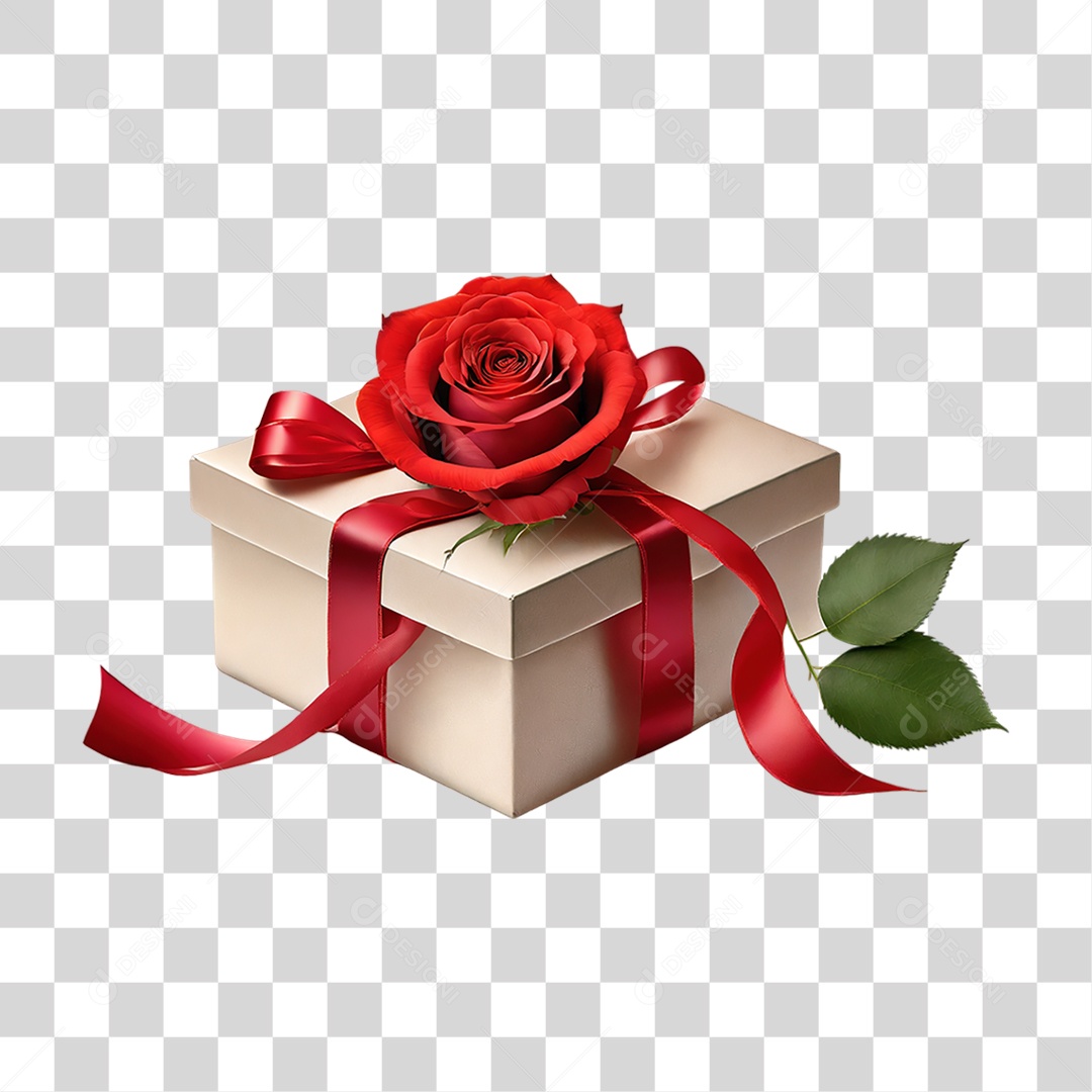 Flores Rosas Caixa de Presente PNG Transparente