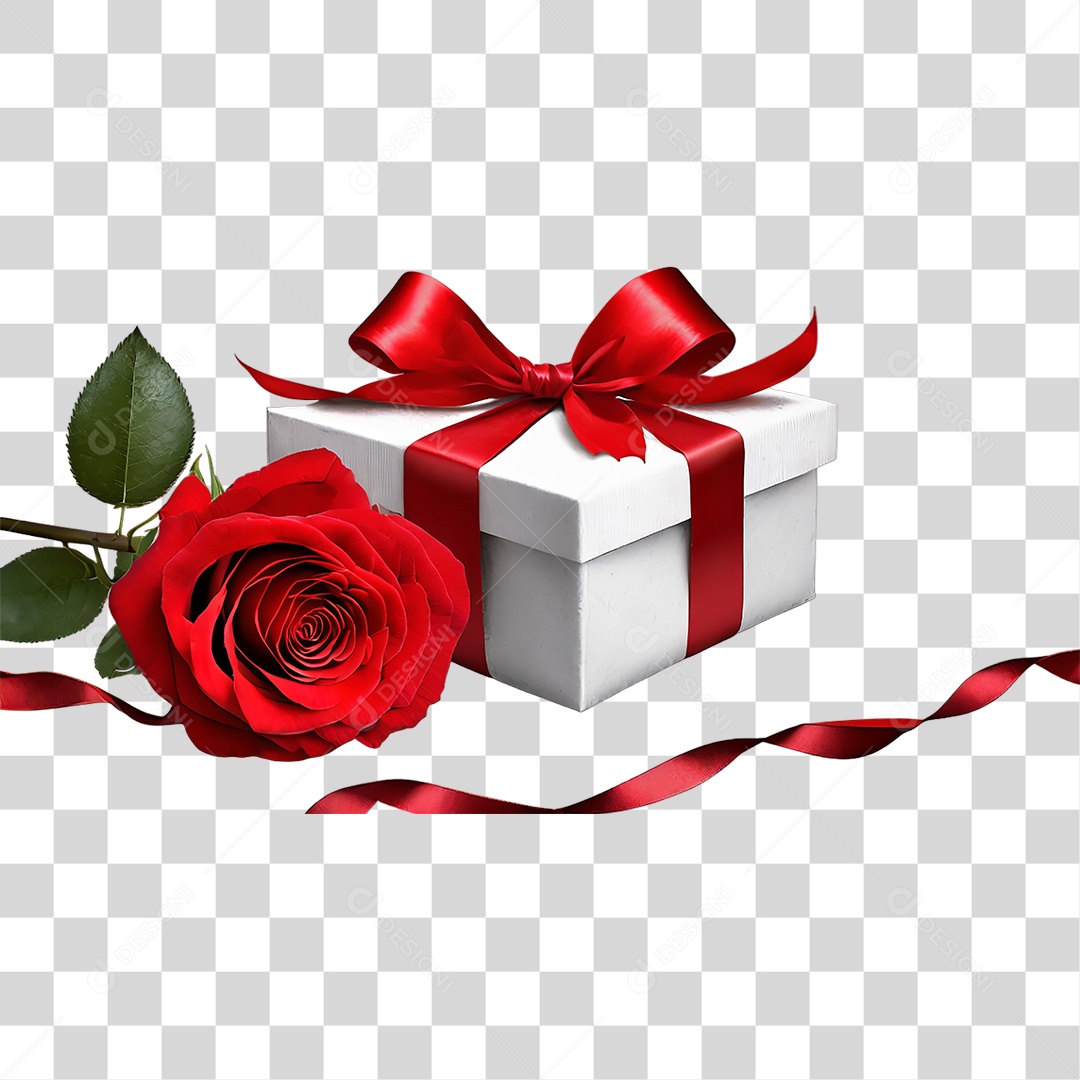 Flores Rosas Caixa de Presente PNG Transparente