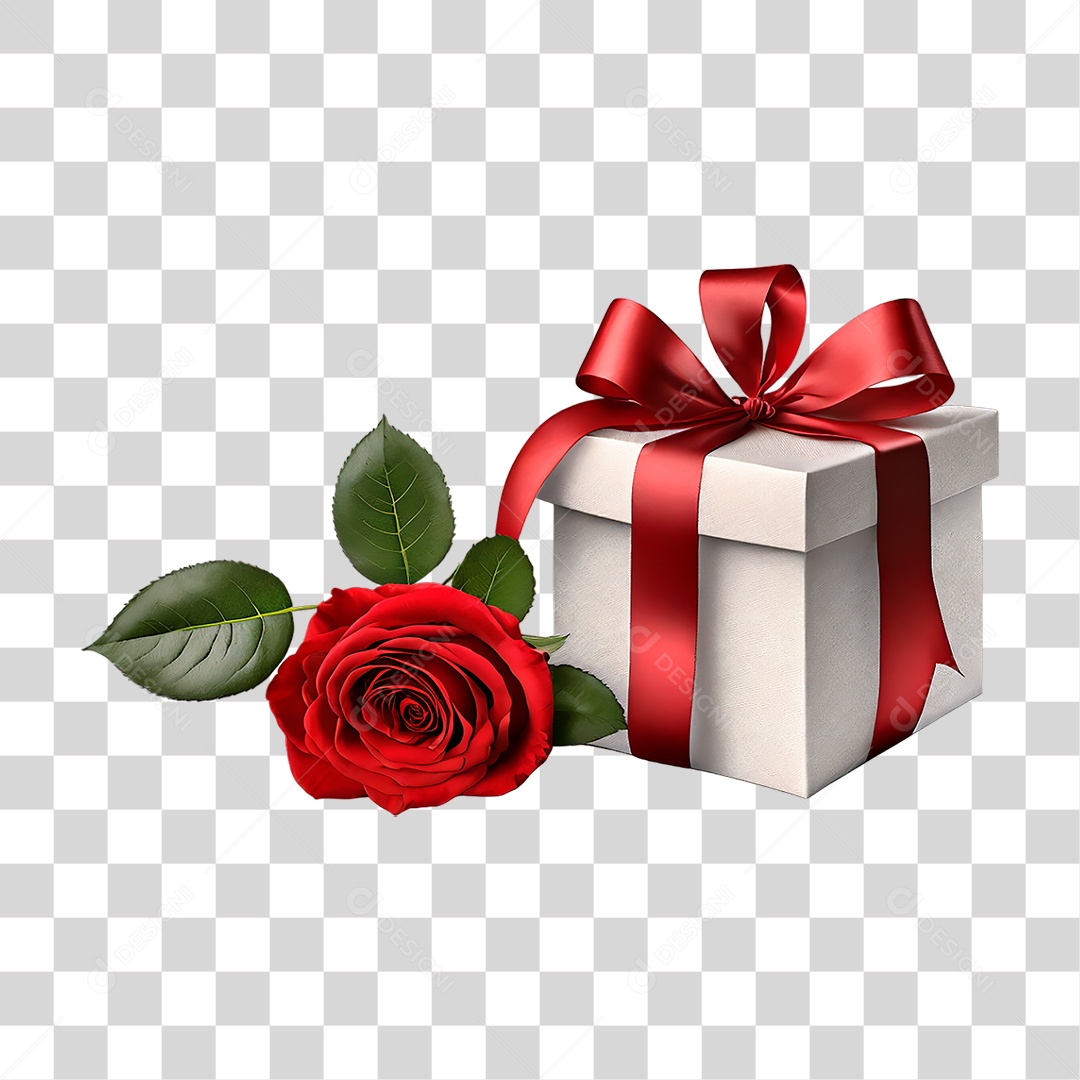 Flores Rosas Caixa de Presente PNG Transparente