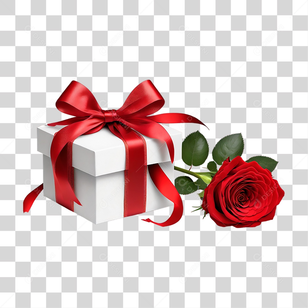 Flores Rosas Caixa de Presente PNG Transparente