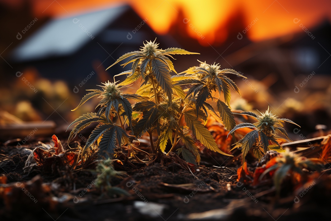 Cannabis deixa planta visão realista no jardim