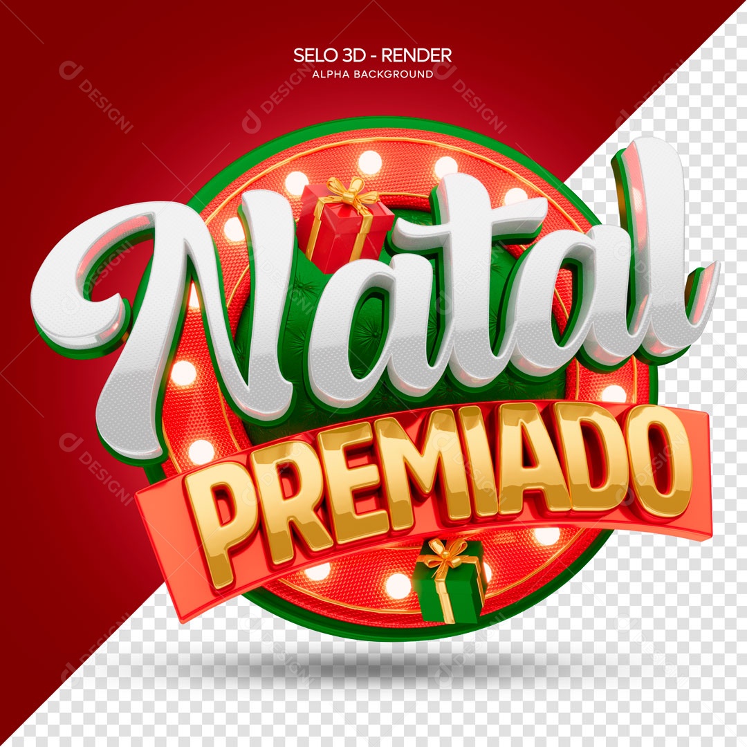 Selo 3D Natal Premiado Para Composição PSD