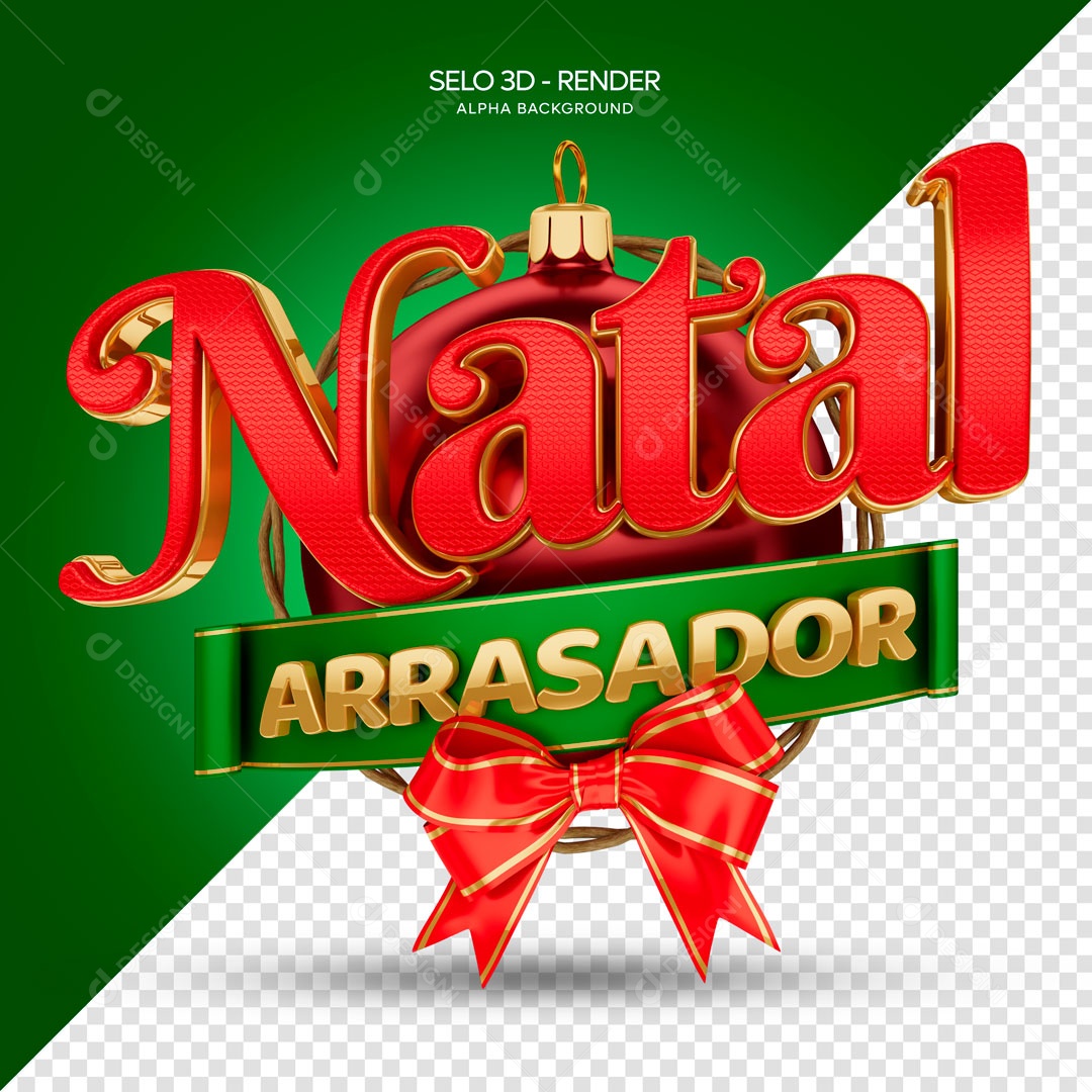 Natal Arrasador Selo 3D Para Composição PSD
