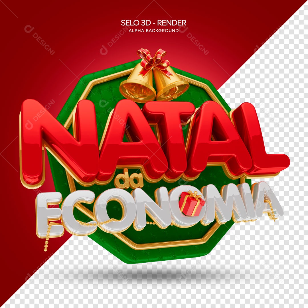 Selo 3D Natal Da Economia Para Composição PSD