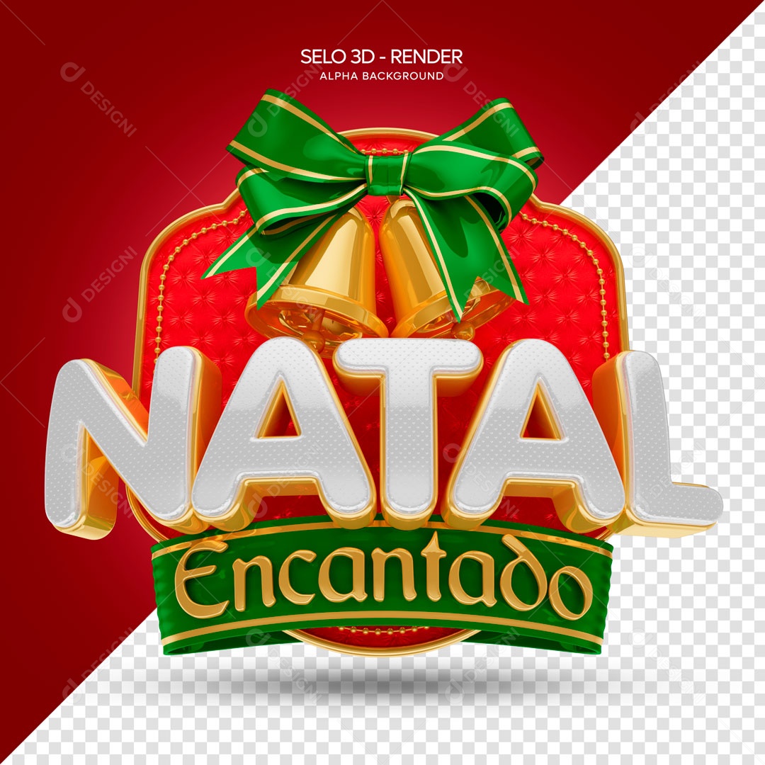Selo 3D Natal Encantado Para Composição PSD