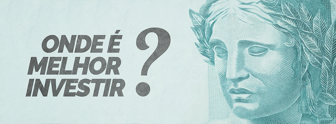 Onde Investir e apreensão da efígie da república com dinheiro brasileiro sobre fundo branco