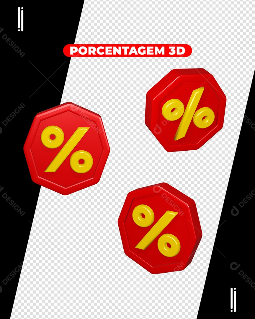 Símbolo Porcentagem Elemento 3D para Composição PSD
