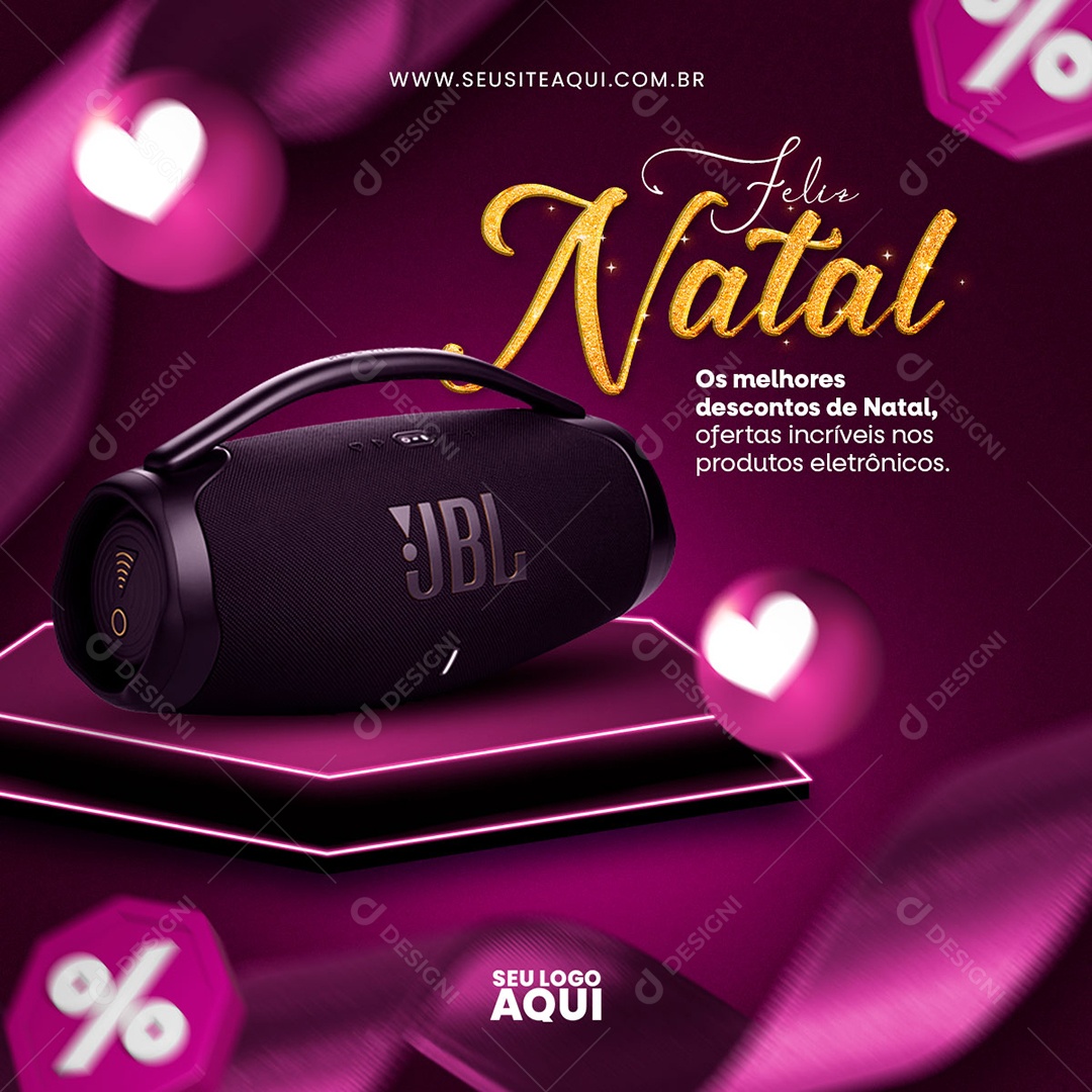 Feliz Natal os Melhores Descontos Ofertas Incríveis nos Produtos Eletrônicos Social Media PSD Editável