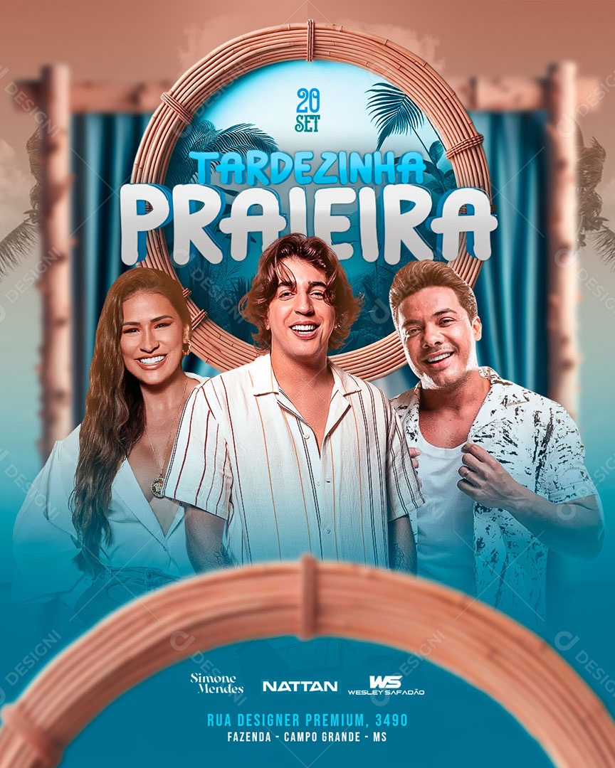 Social Media Flyer Feed Tardezinha Praieira PSD Editável