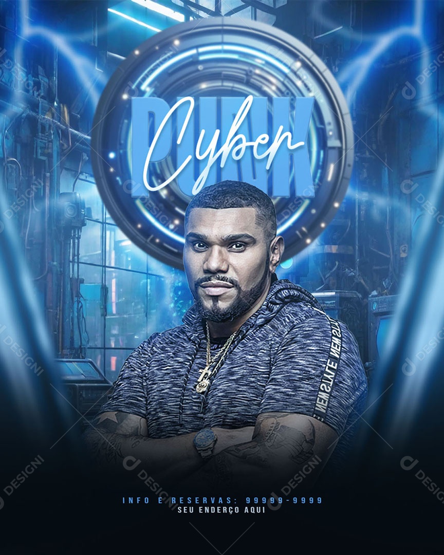 Social Media Flyer Feed Cyber Punk PSD Editável