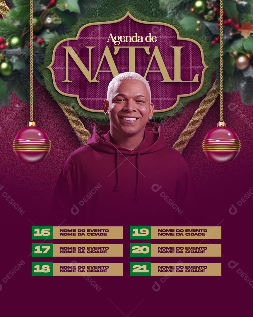 Social Media Feed Flyer Agenda De Natal PSD Editável