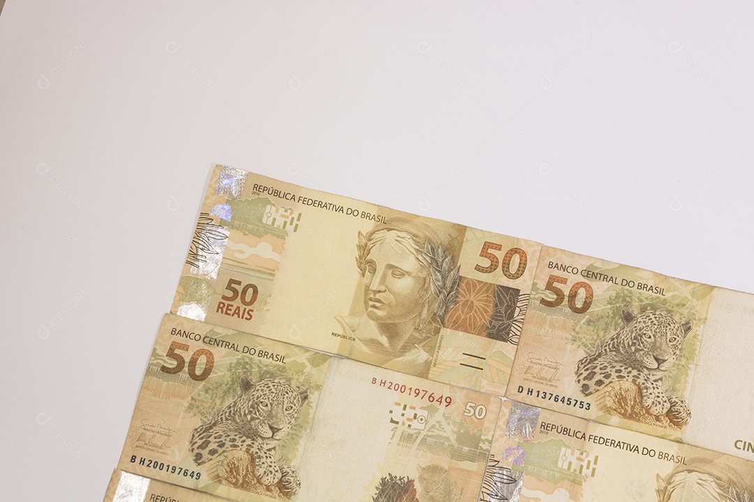 Fundo de dinheiro brasileiro. Contas chamadas de Real. Economia do Brasi