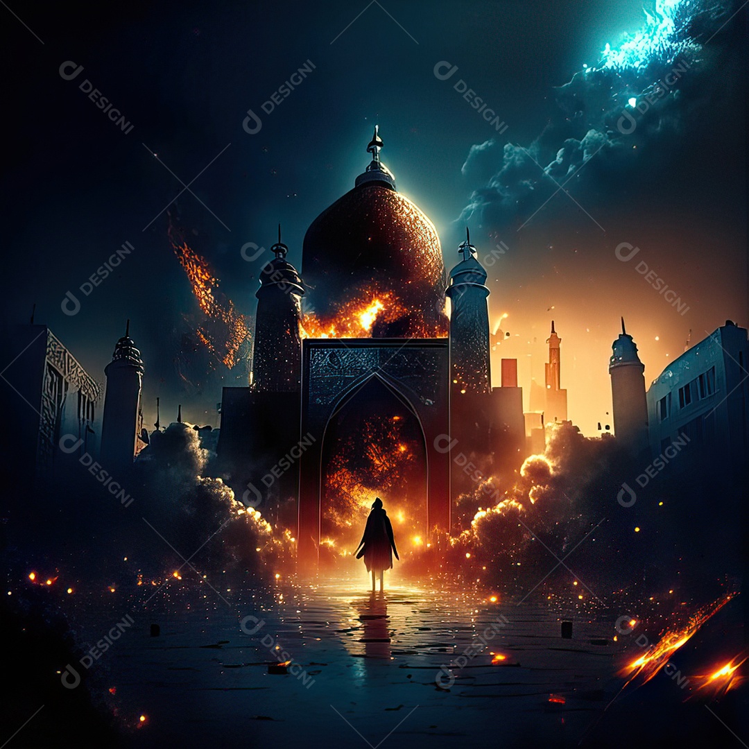 Retrato de mesquita destruída