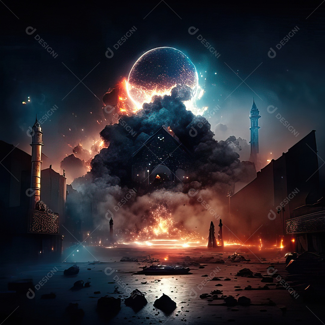Retrato de mesquita destruída