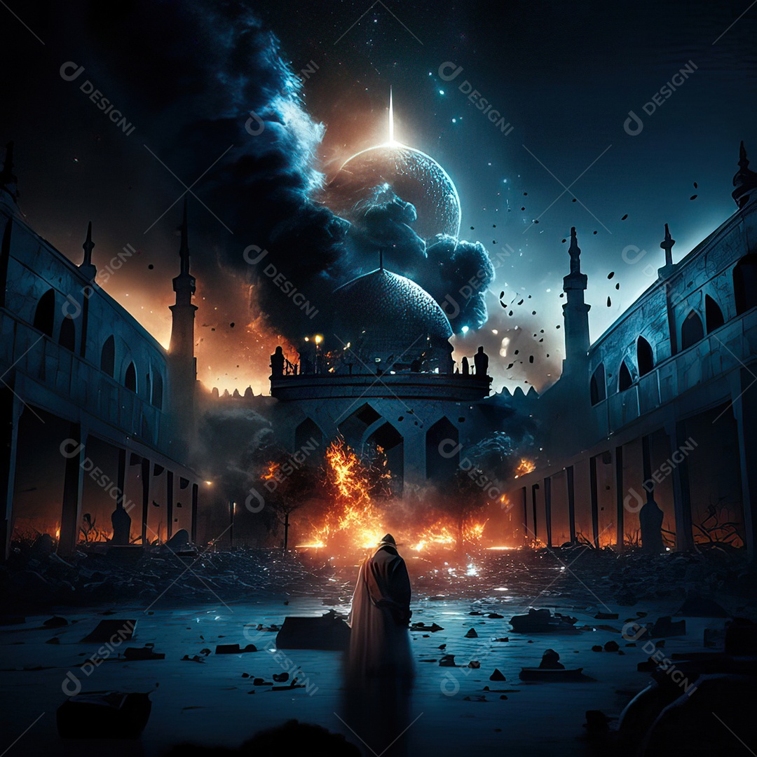 Retrato de mesquita destruída