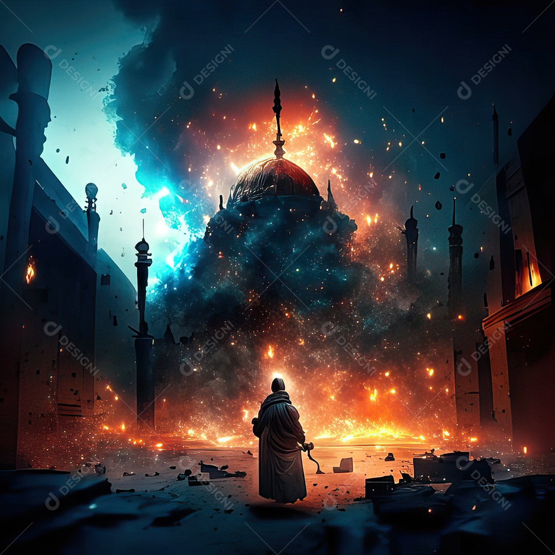 Retrato de mesquita destruída