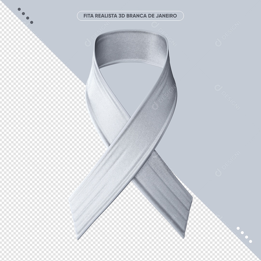 Fita 3D para Campanha de Janeiro Branco Elemento para Composição PSD