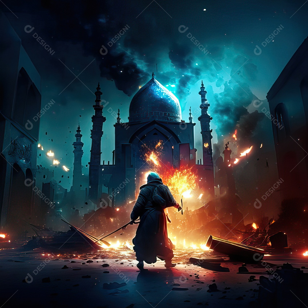 Retrato de mesquita destruída