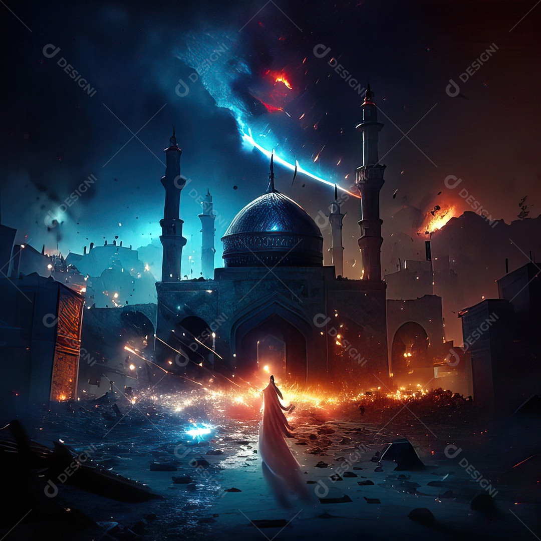 Asteroide atigindo cidade