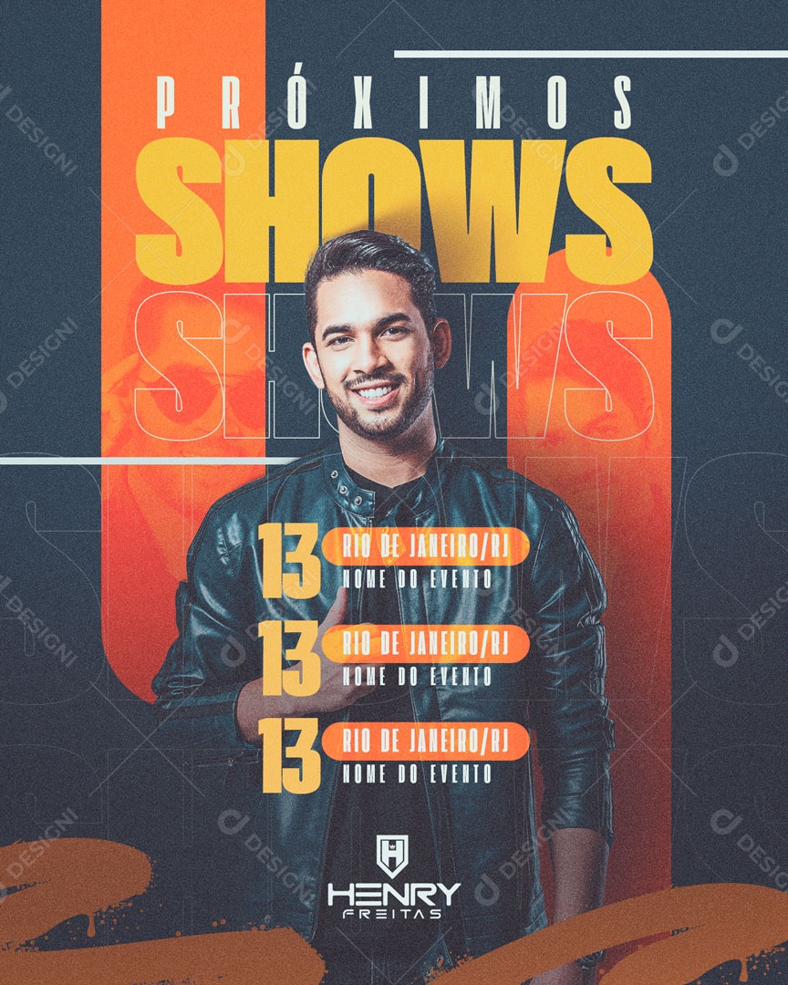 Social Media Flyer Feed Próximos Shows Henry Freitas PSD Editável