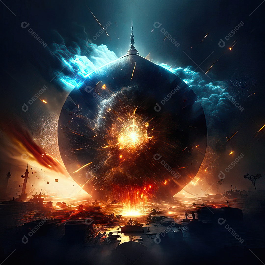 Asteroide atigindo cidade