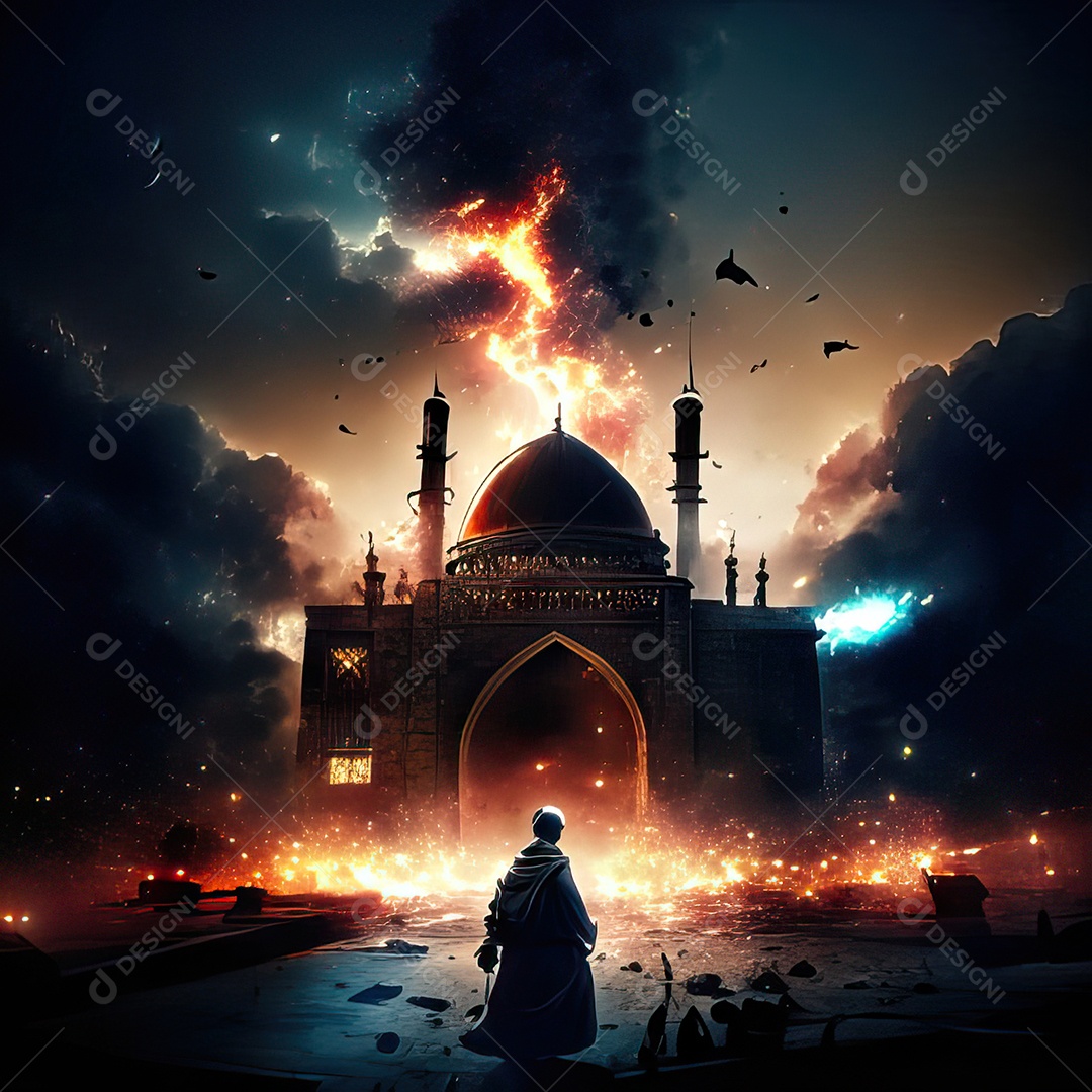 Asteroide atigindo cidade