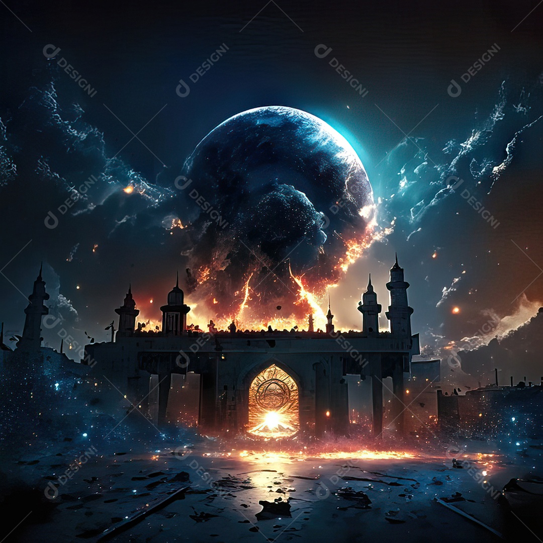 Asteroide atigindo cidade