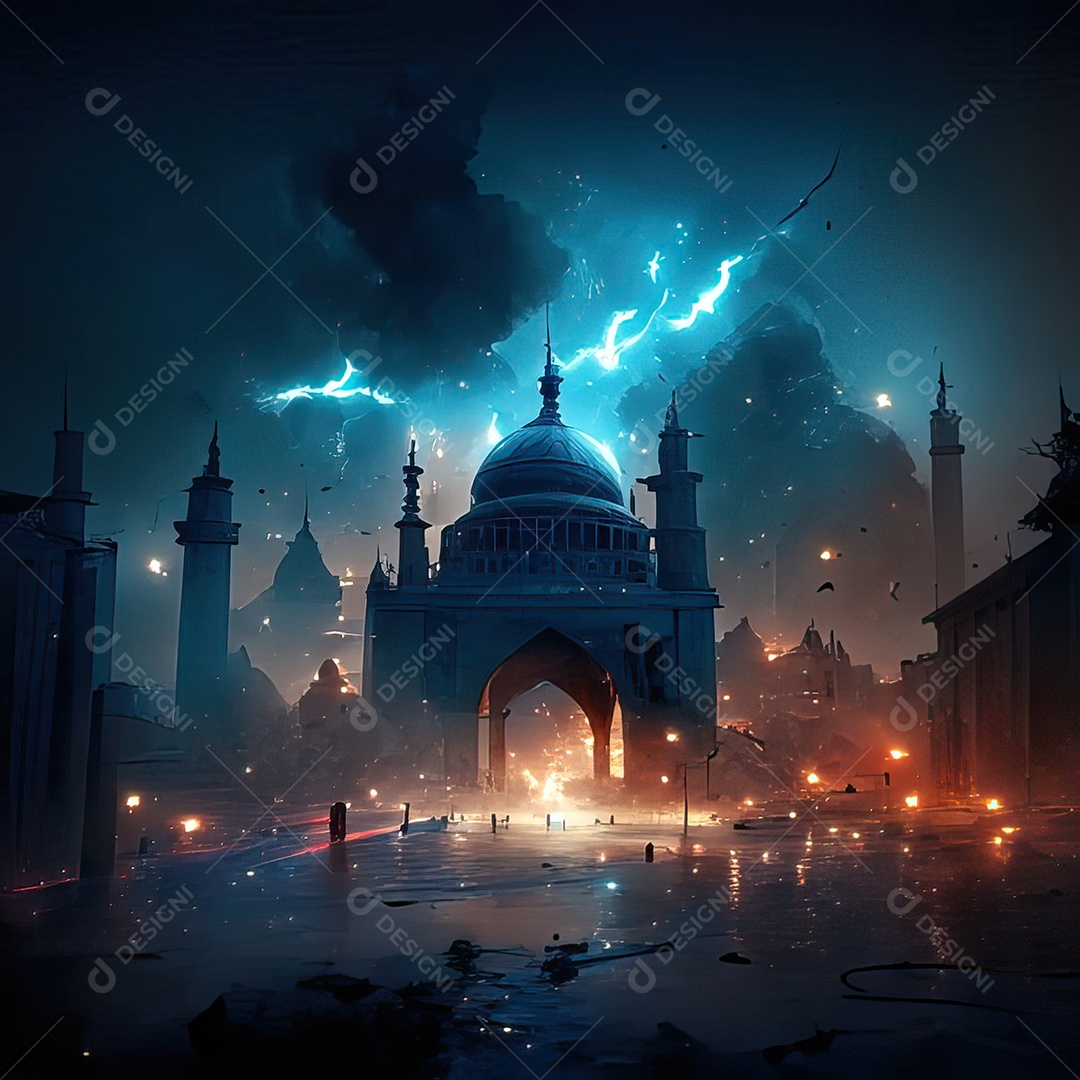 Asteroide atigindo cidade