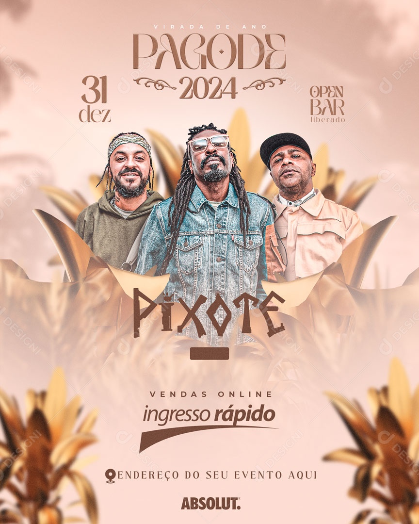Flyer Feed Pagode 2024 Pixote Social Media PSD Editável