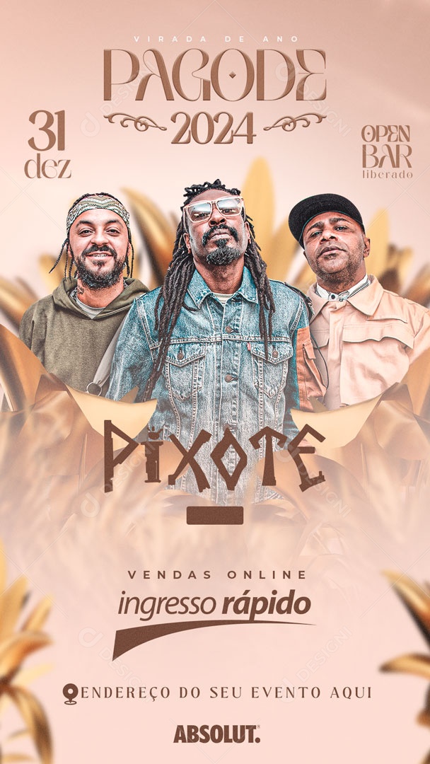 Social Media Flyer Story Pagode 2024 Pixote PSD Editável