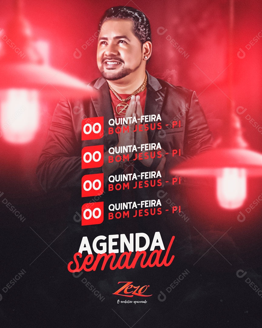 Flyer Feed Agenda Semanal Zezo Social Media PSD Editável