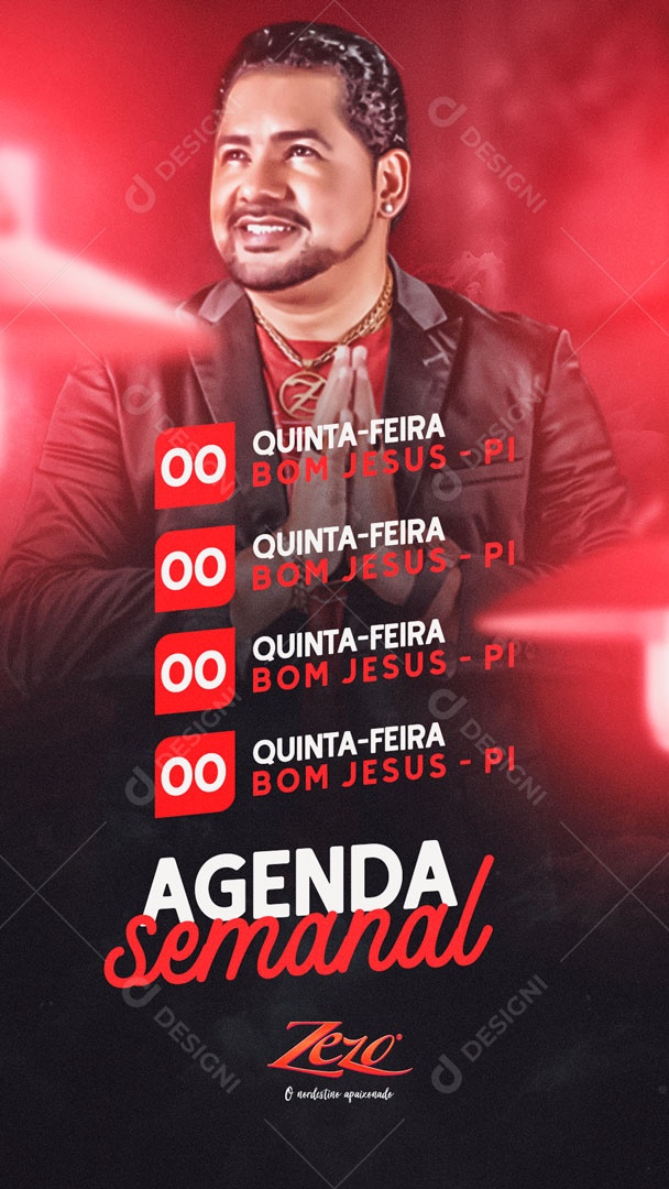 Flyer Story Agenda Semanal Zezo Social Media PSD Editável