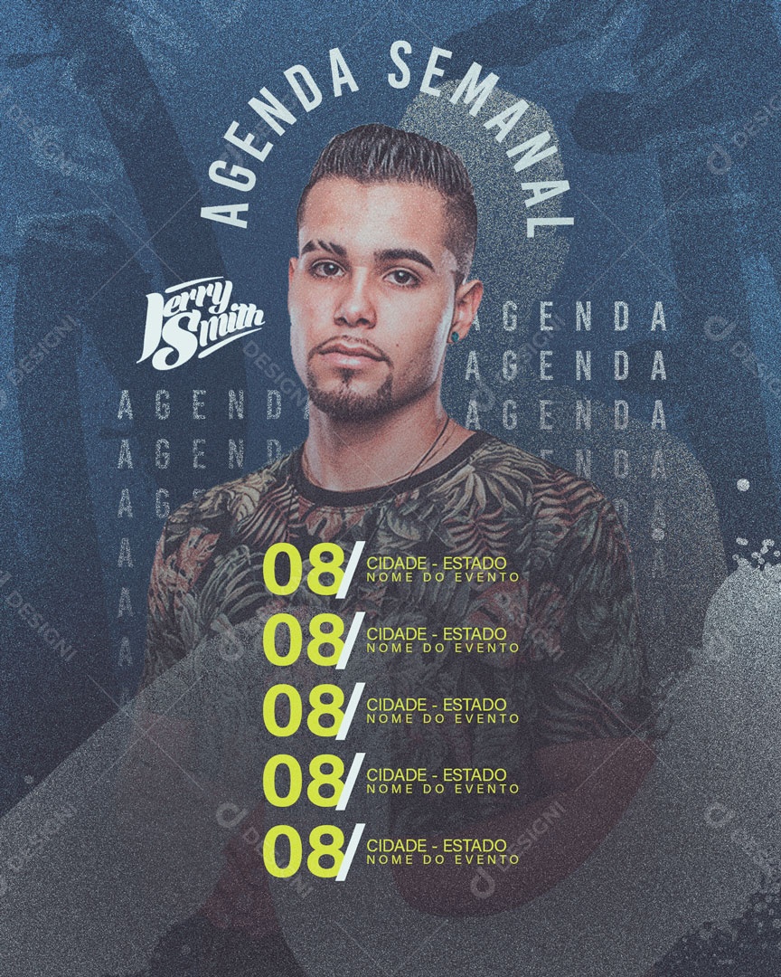 Social Media Flyer Feed Agenda Semanal Jerry Smith PSD Editável