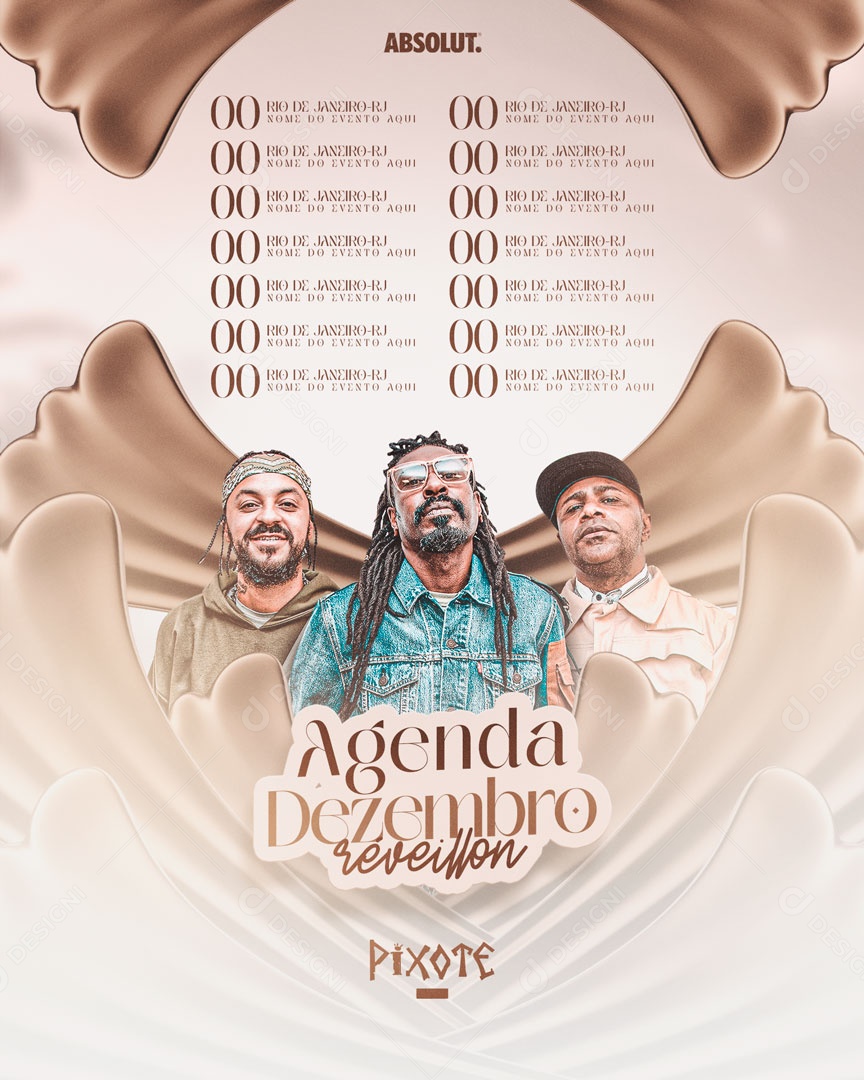 Social Media Flyer Feed Agenda Dezembro Réveillon Pixote PSD Editável