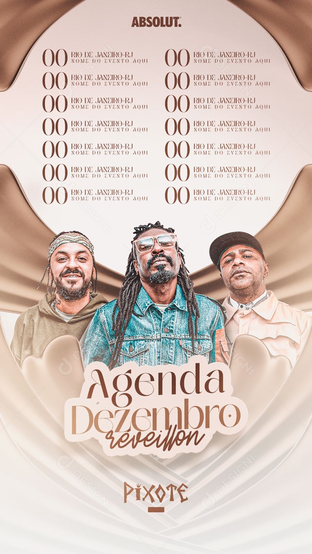 Social Media Flyer Story Agenda Dezembro Réveillon Pixote PSD Editável